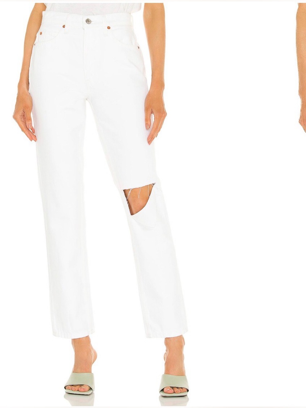 RE/DONE Originals 70s Straight white denim jeans with cut out detail sz. 24